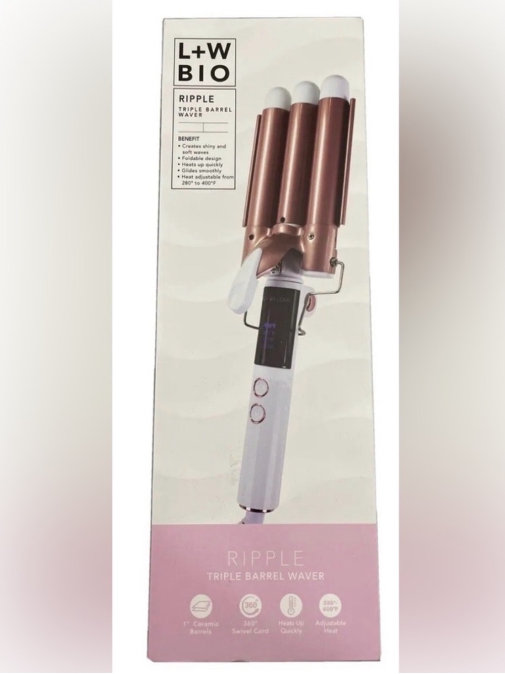 Luxe + Willow Ripple Triple Barrel Waver - Rose Gold & White